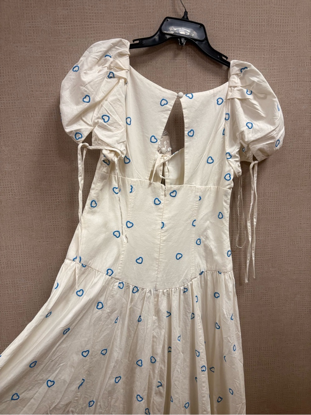 Free People Cream Maxi Dress with Blue Heart Print - Picture 3 of 7
